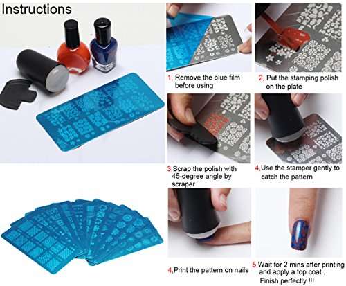 WOKOTO 5Pcs Nail Art Plates Stamping Set Fruit Animal Cat Panda Mandala Image Design Plates...