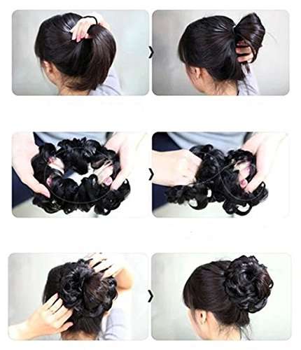 PRETTYSHOP Hairpiece Scrunchie Bun Up Do | Ponytail Extensions | Wavy Curly or Messy (Grey...