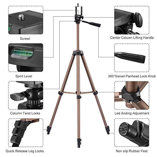 Kwithan Yunteng 50 Inch Aluminum Tripod, Video Tripod for Cellphone and Camera, Universal Tripod ...