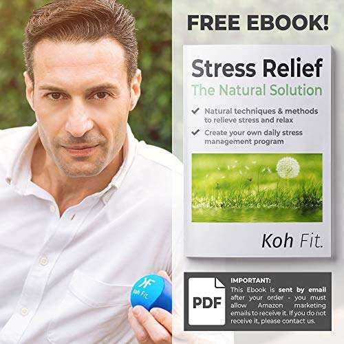 Koh Fit Stress Ball for Adults - Stress Reliever Squeeze Balls - Bonus 18-Page Hand Exercise Ther...