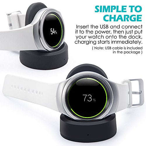Wireless Charger for Samsung Gear S3, Frontier and Classic, AFUNTA Charging Dock Cradle with USB ...