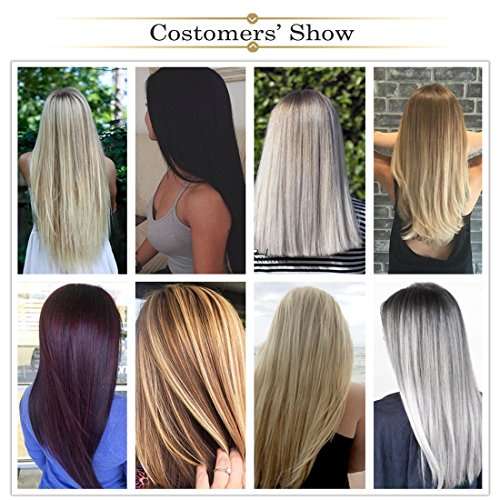 MSHAIR 8 pieces 24" Straight Full Head Clip in Synthetic Hair Extensions 150g 12/613# Light Glode...