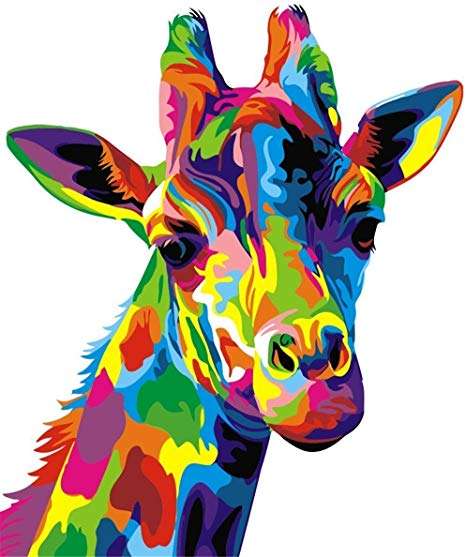 Komking DIY Oil Painting Paint by Numbers Kit for Adults Beginner, Colorful Animals Painting on C...