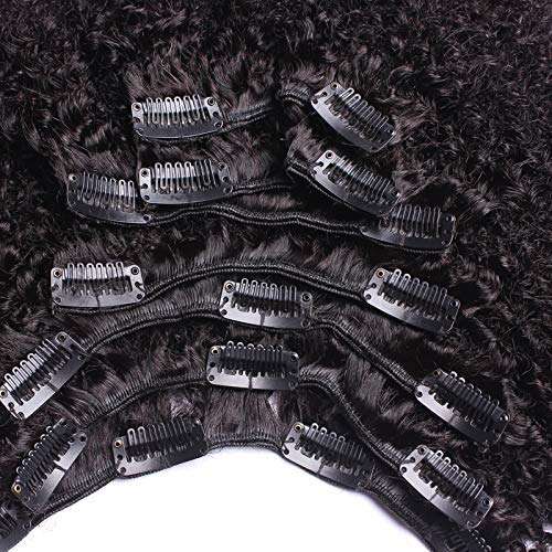Afro Kinky Curly Hair Clip In Human Hair Extensions 4B 4C 100% Human Natural Black Color Hair Cli...