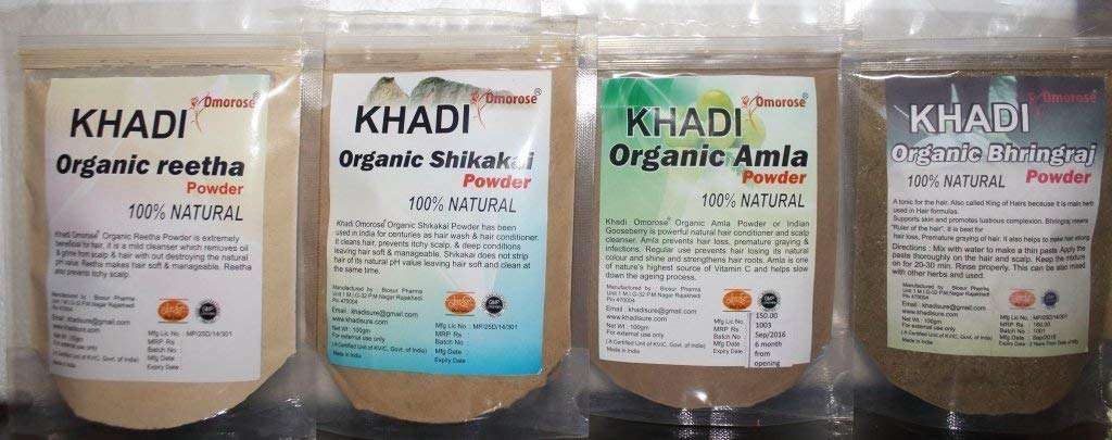 Khadi Amla Reetha Shikakai Bhringraj Powder ( 100 gms x 4 )