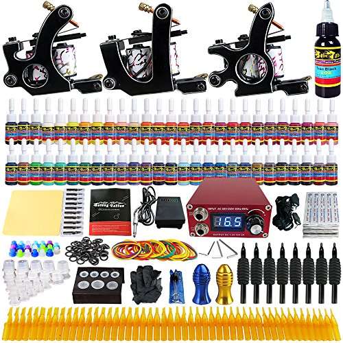 Solong Tattoo kits Complete Tattoo Kit 3 Pro Professional Machine Guns 54 Inks Power Supply Foot...