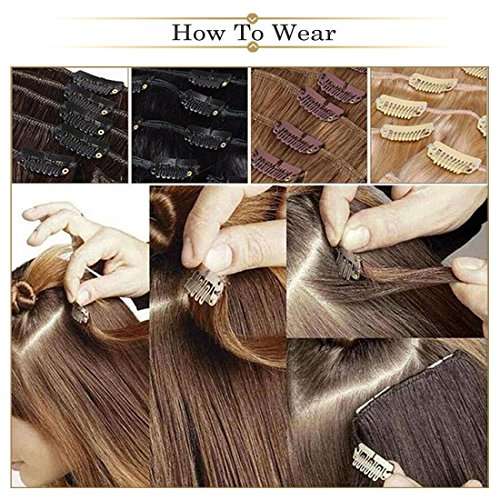 MSHAIR 8 pieces 24" Straight Full Head Clip in Synthetic Hair Extensions 150g 12/613# Light Glode...