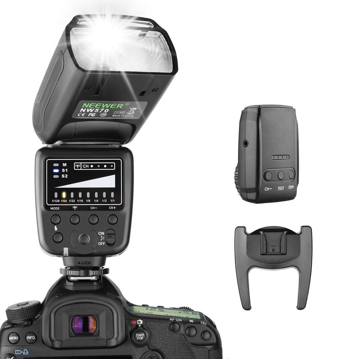 Neewer Flash Speedlite with 433MHz Wireless System and 16 Channel RT Transmitter for Canon Nikon ...