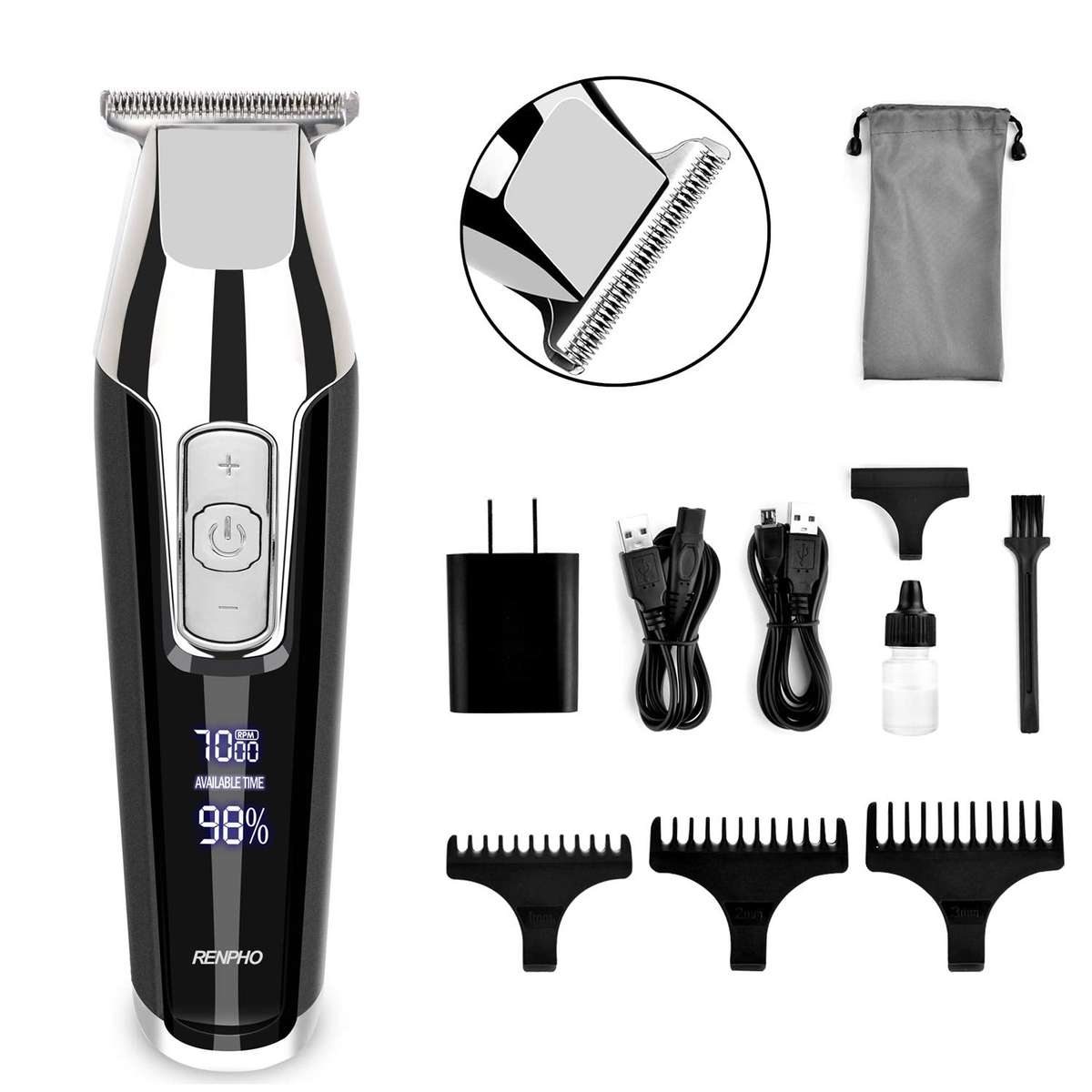 RENPHO Cordless Hair Clippers Beard Trimmer Hair Trimmer Rechargeable Hair Cutting Kit for Men...