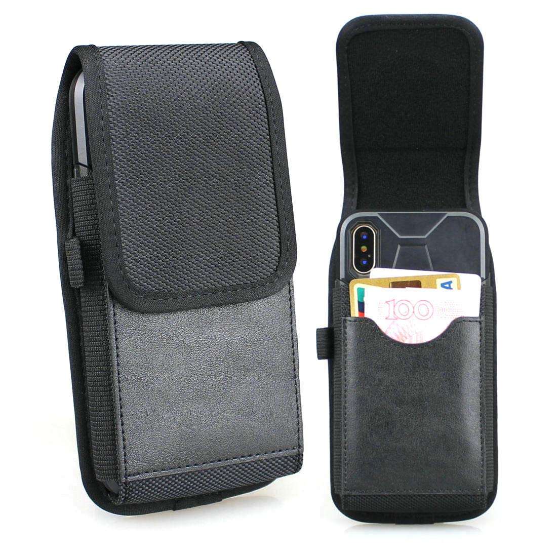 aubaddy Vertical Nylon Belt Pouch with ID Card Holder Cell Phone Holster Case w Belt Loop for iPh...