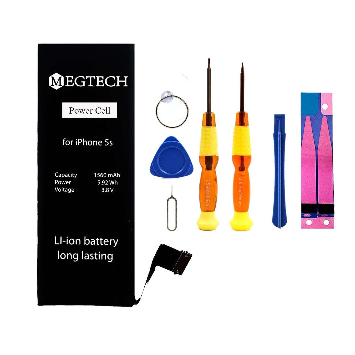 Megtech iPhone 5S 5C Battery Replacement: New Zero Cycle Li-Ion internal Battery Replacement with...