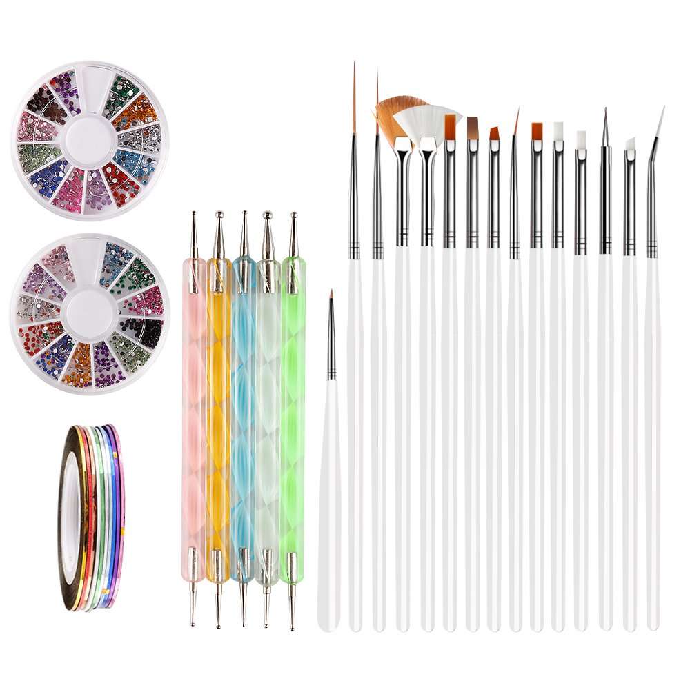 Nail Art Brushes, Teenitor 3d Nail Art Paiting Polish Design Kit with 15 Nail gel Brushes, Nail D...