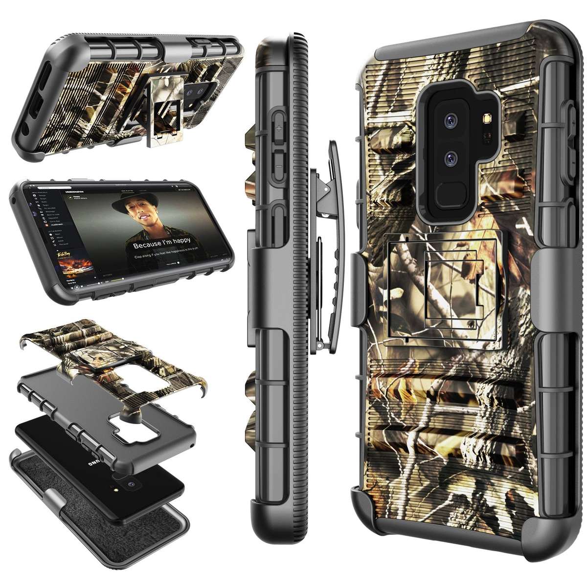 Galaxy S9 Plus Case, Samsung Galaxy S9 Plus Holster Belt, Tekcoo [Hoplite] Shock Absorbing [Camou...