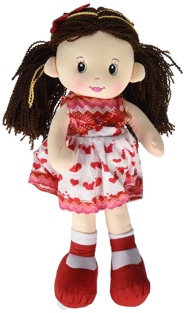 Linzy Nora Rag Doll, Heart Dress, Valentine Collection, Red 16"