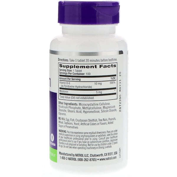 Natrol, Melatonin, Time Release, 5 mg, 100 Tablets