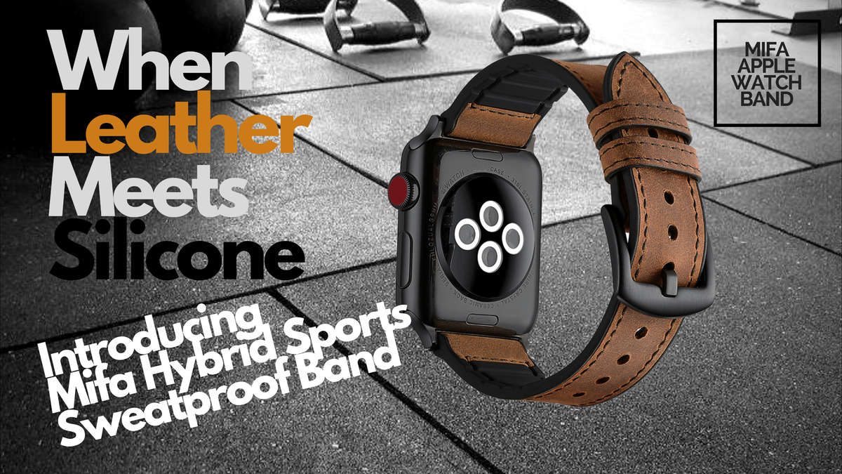 Mifa Hybrid Leather Sports Band Compatible with Apple Watch Vintage Dressy Bands Dark Brown Repla...