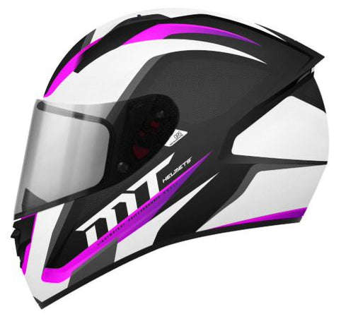 MT Stinger Motorcycle Helmet - Black-White-Pink / L