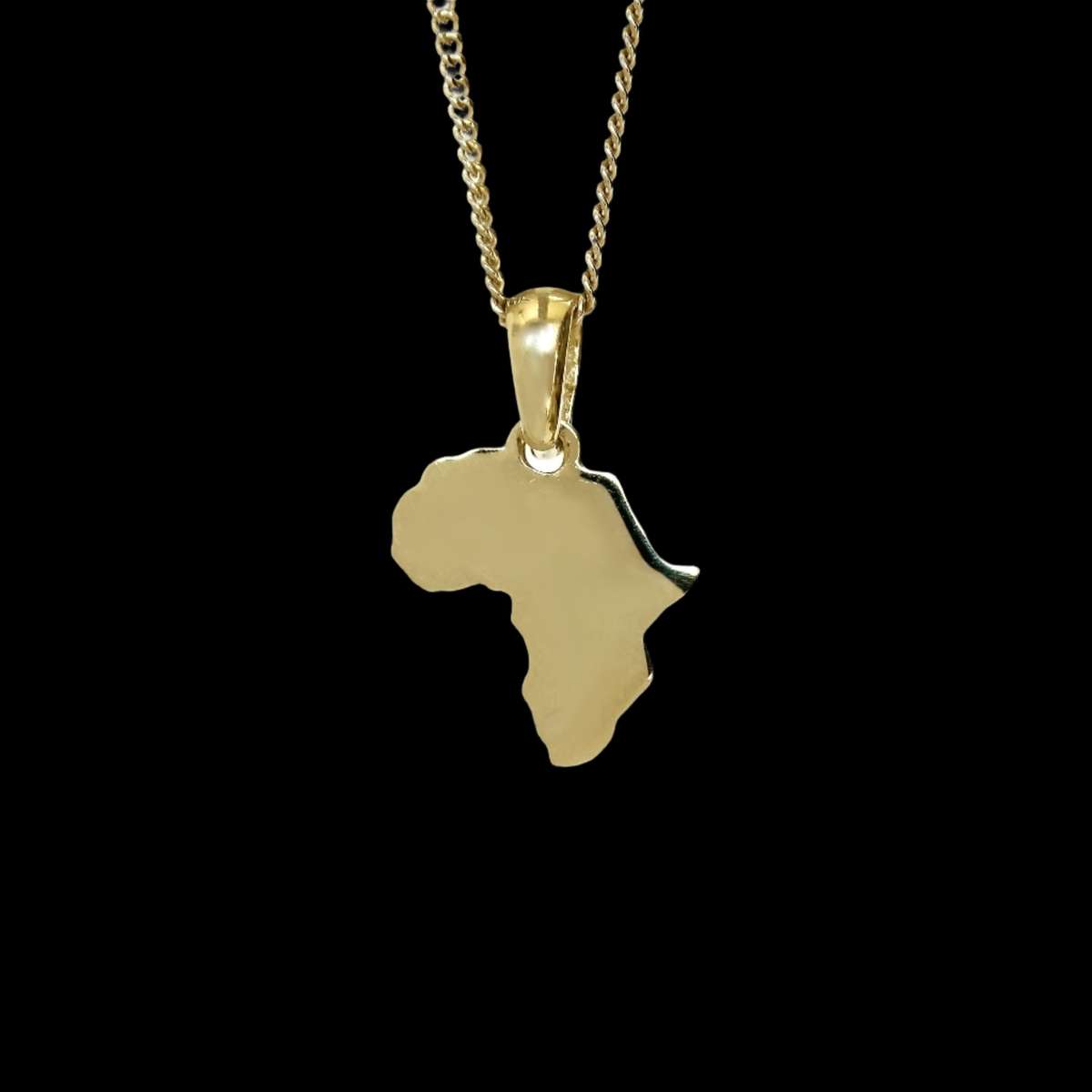Petite Solid Map of Africa Yellow Gold Pendant & Chain 45cm
