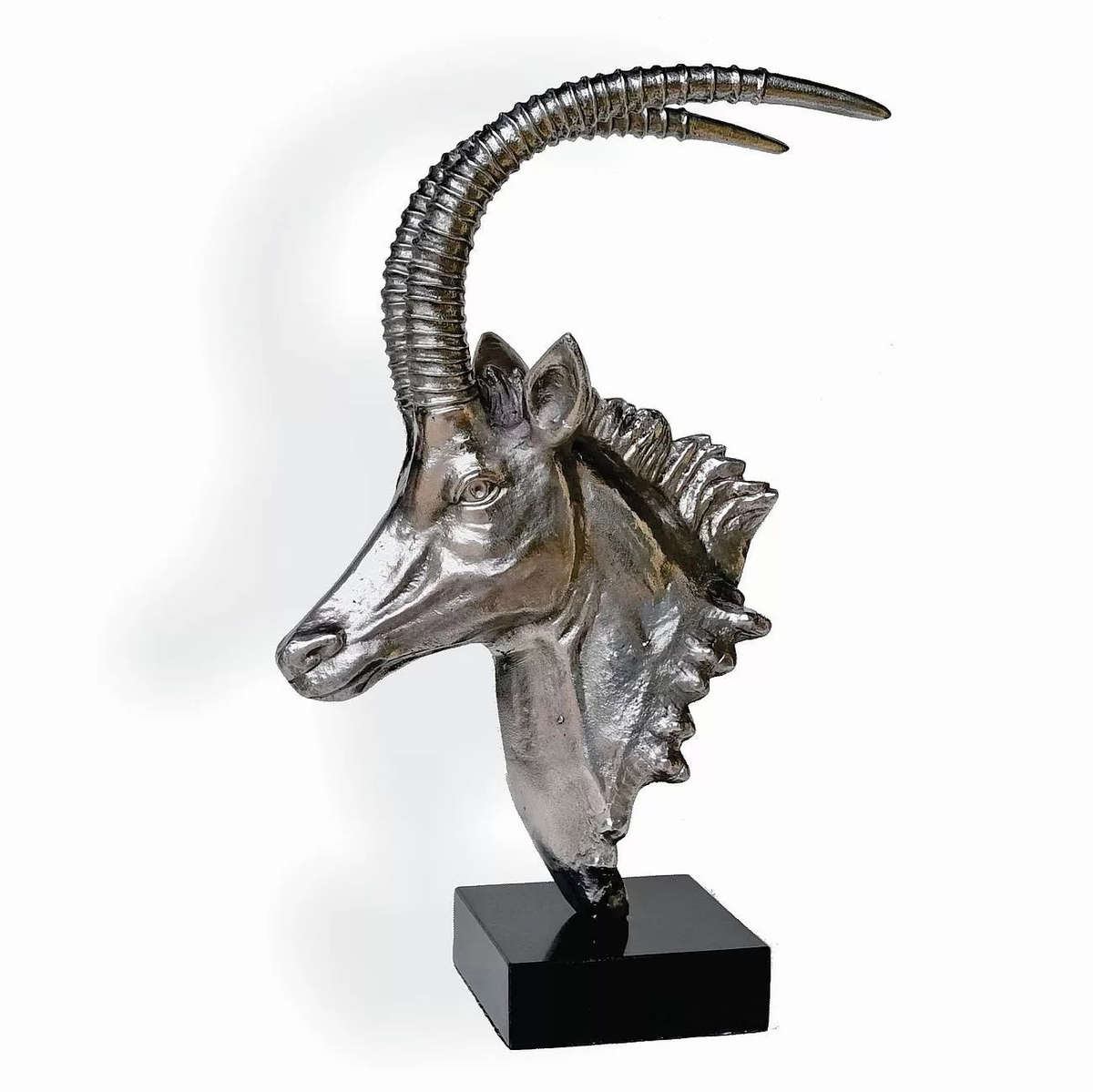 Sable Head sculpture on marble base