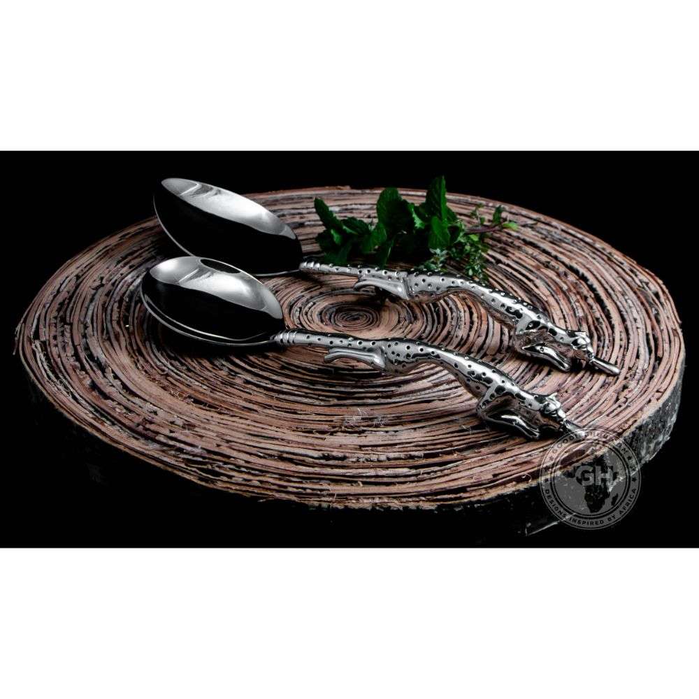Serving Spoon Medium & Serving Spoon Large Set - Cheetah Africa Collection - Diana Carmichael