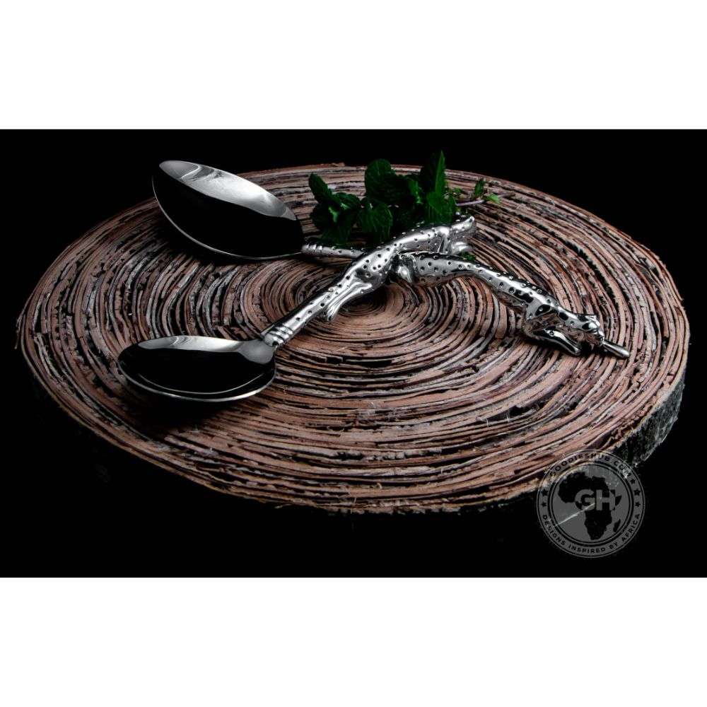 Serving Spoon Medium & Serving Spoon Large Set - Cheetah Africa Collection - Diana Carmichael