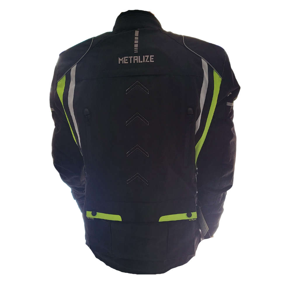 Metalize Textile 404 Black/Neon Jacket - M / Yellow