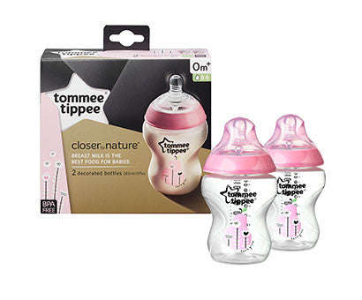 Tommee Tippee - Close To Nature - 340 ml / 2 Bottle Pack / Light Pink