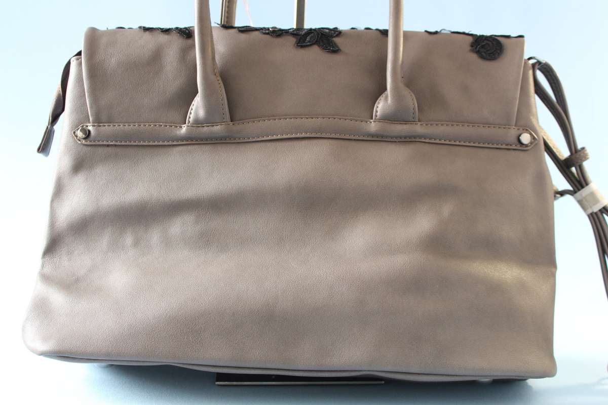 Gorgeous Lace Applique Satchel in Taupe- Step out in Style!