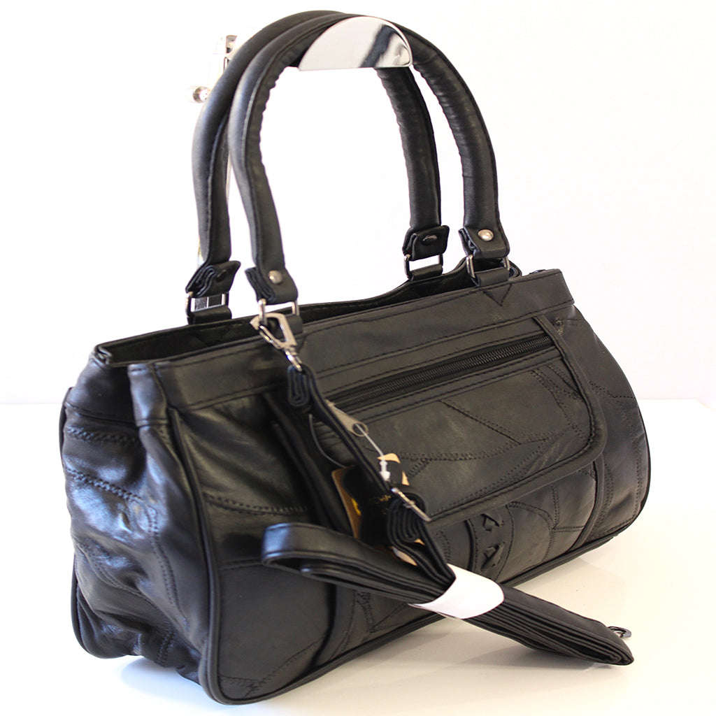 100% Genuine patch leather  Handbag - Black
