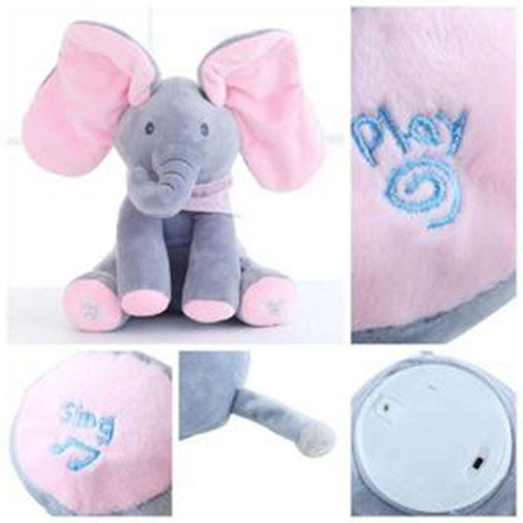 **Only One Left**Peek-a-Boo-elephant- Adorable singing and Ears Flapping Plush elephant- pink