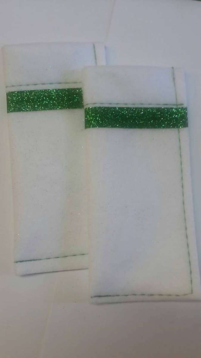 Christmas Cutlery Pouches with Glitter  Festive Table Decor - Red