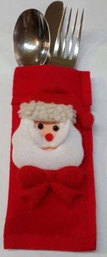 Christmas Cutlery Pouches with Glitter  Festive Table Decor - Red