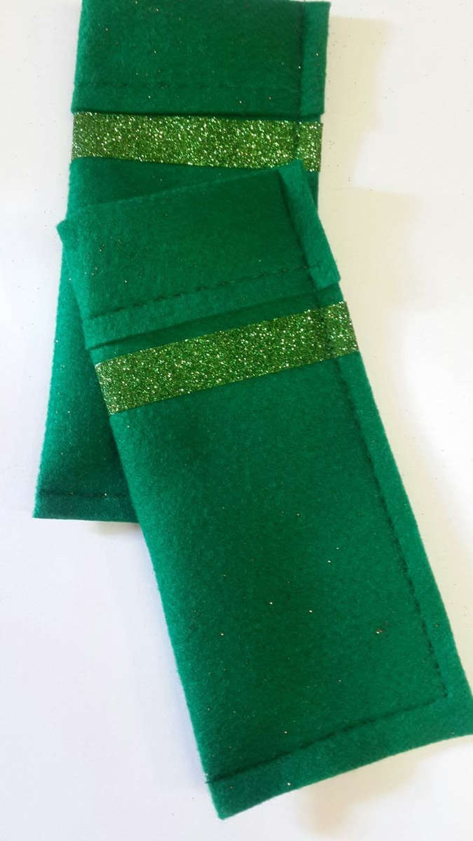 Christmas Cutlery Pouches with Glitter  Festive Table Decor - Red