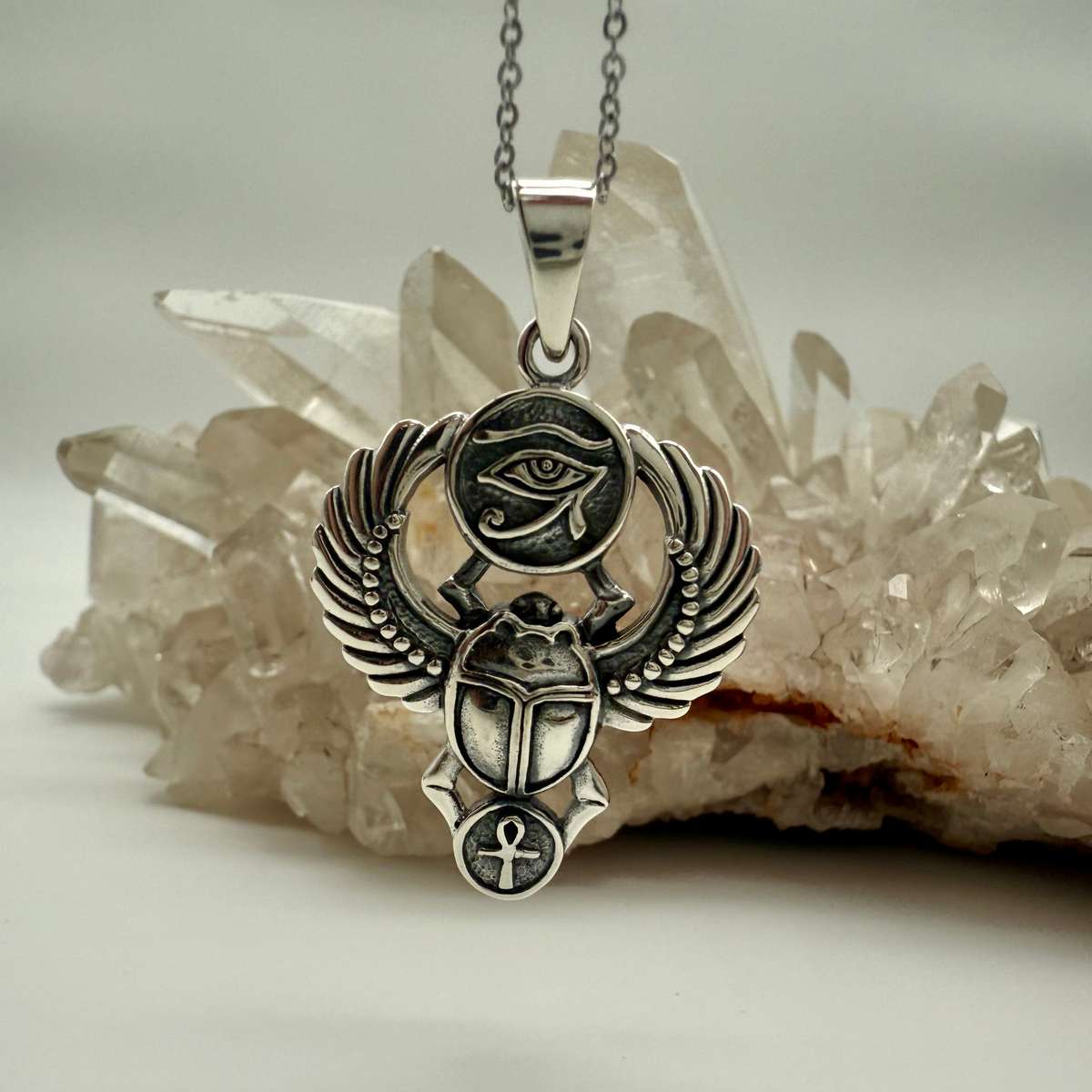 Scarab Amulet Sterling Silver Pendant