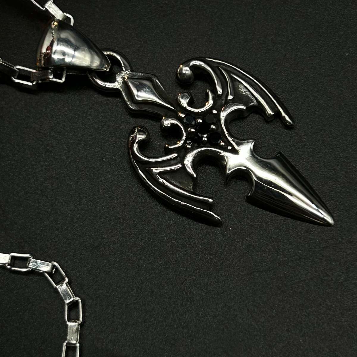 Mens Dragon Dagger Sterling Silver Pendant