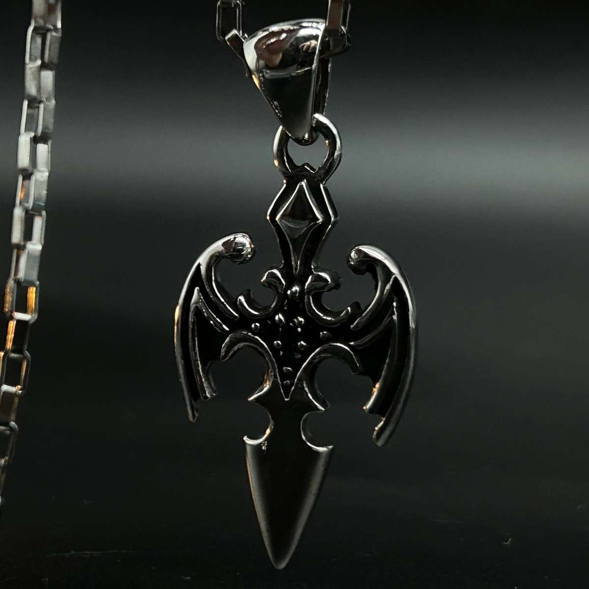 Mens Dragon Dagger Sterling Silver Pendant