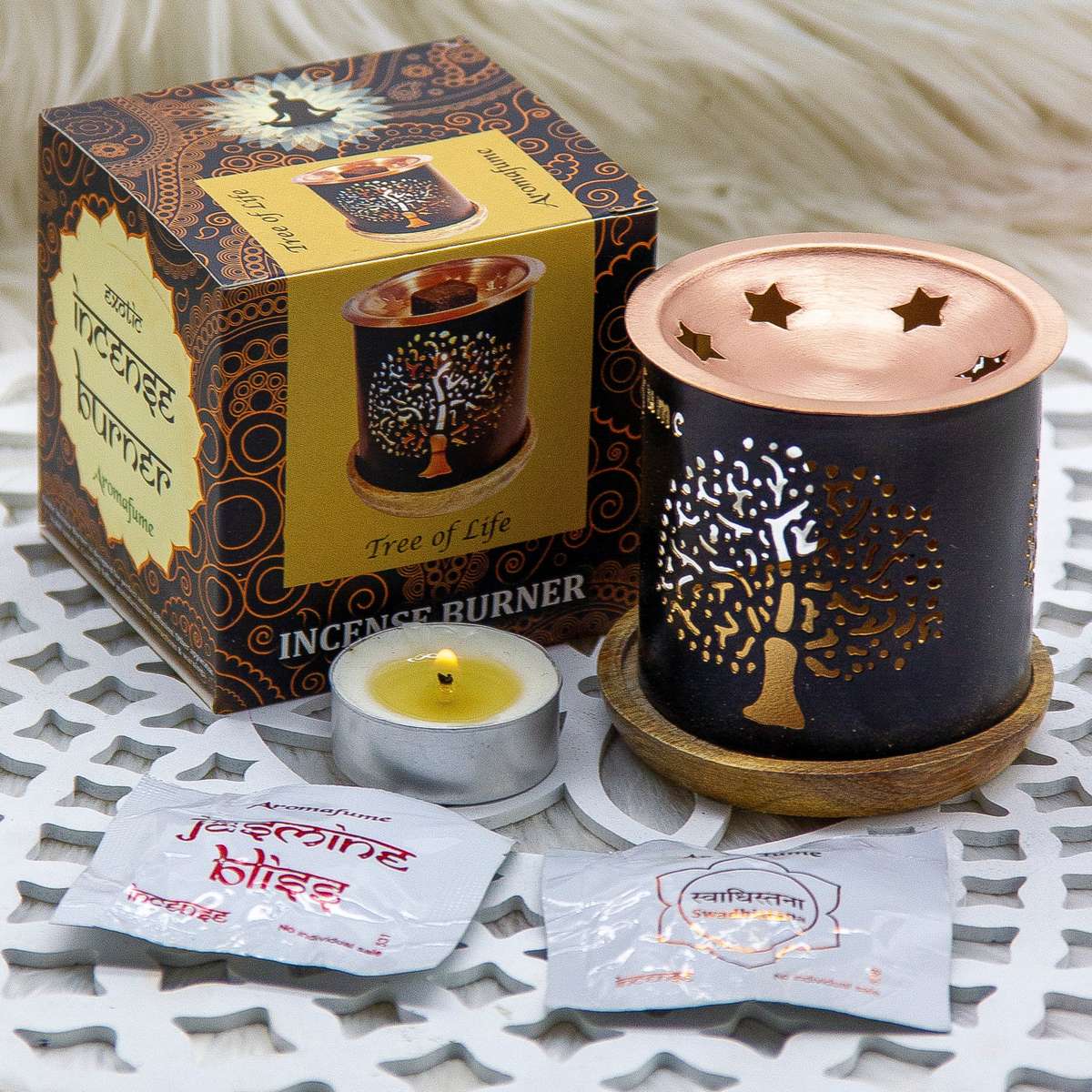 Tree of Life AromaFume Diffuser & 2 Incense Bricks