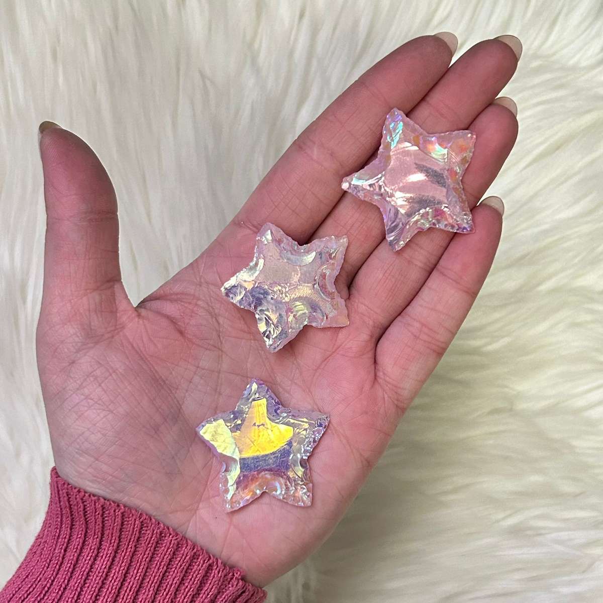 Pink Star Shaped Aura Quartz
