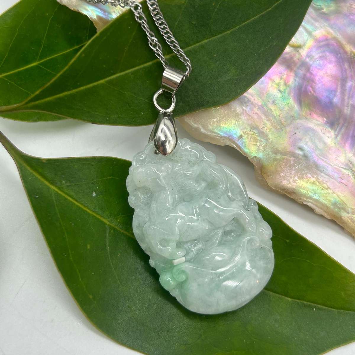 Horse Crystal Jade Carved Zodiac Pendant