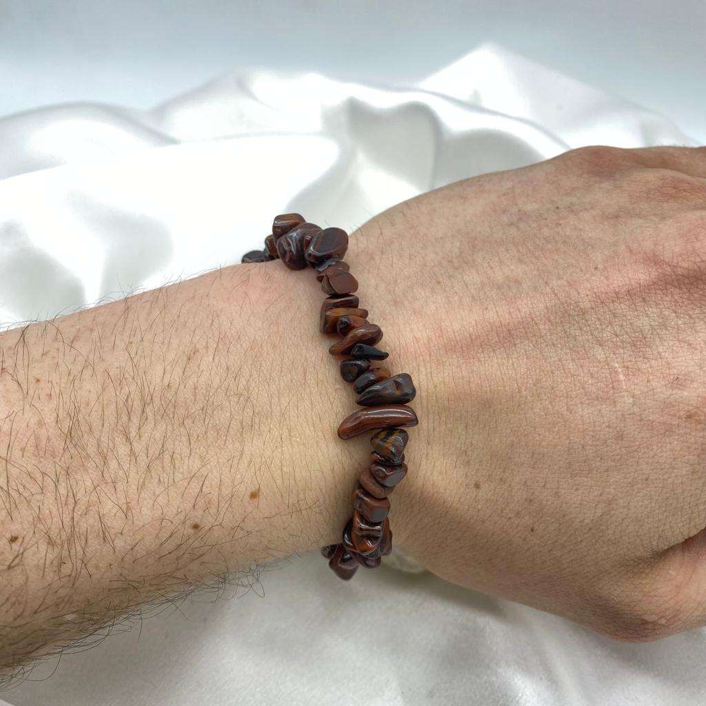 Red Tiger's Eye Chip Gemstone Bracelet