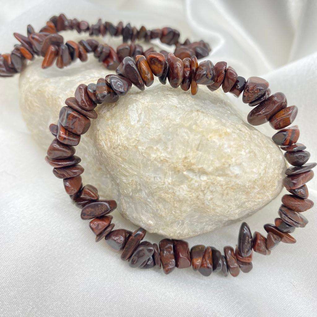 Red Tiger's Eye Chip Gemstone Bracelet