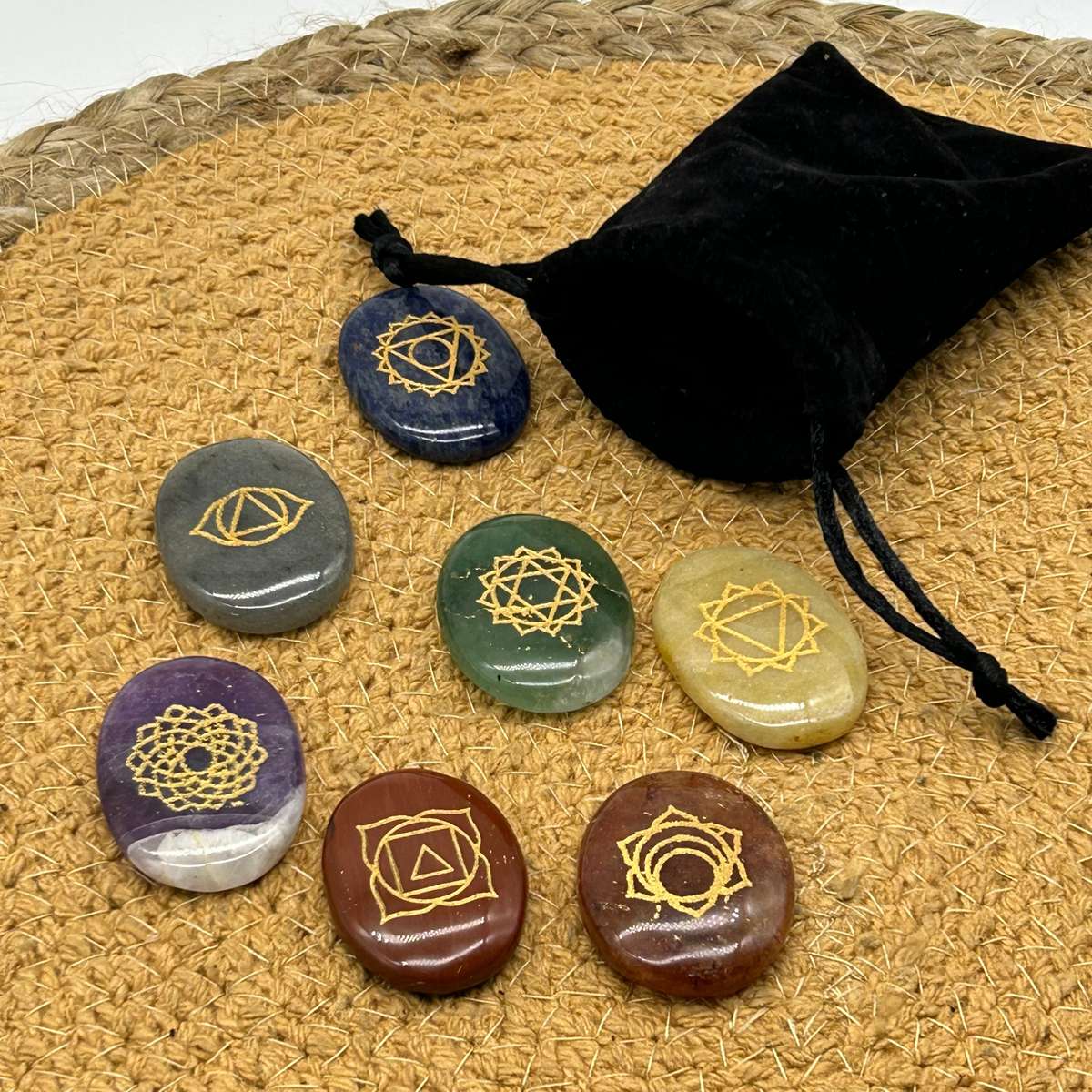 Psychic 7 Chakra  Engraved Crystal Healing Set - Shadow Work