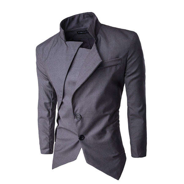 Men's Simple Dark Grey Coat - M