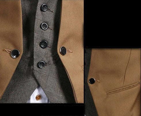 Men's Two-Piece Camel Waistcoat - XXL