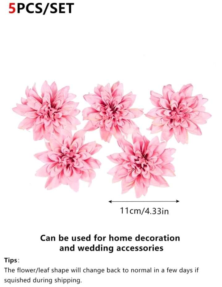 5pc Cake Topper Artificial Dahlia Chrysanthemum Pink