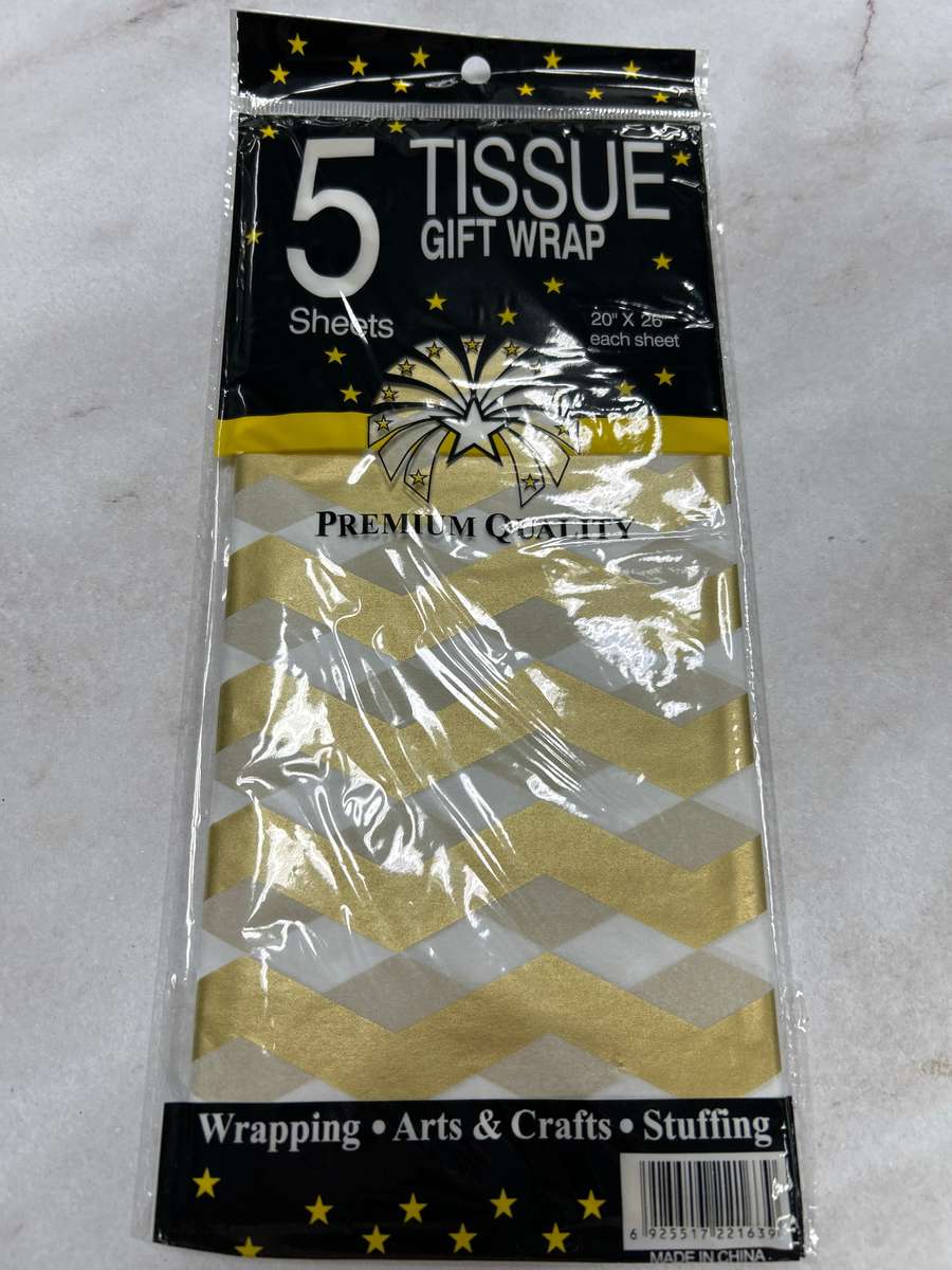 Goldern Stripes Party Tissue Paper 5 Sheets