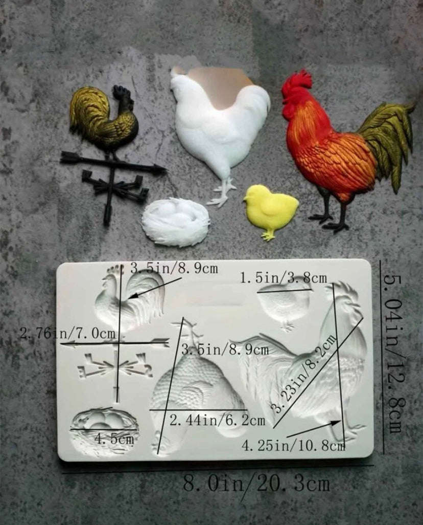 Silicone Mould Farm Chicken Rooster