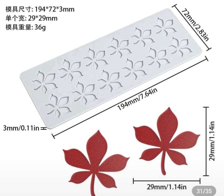 Silicone Mould Chocolate Lace Maple Leaf