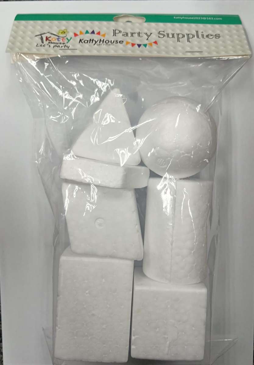 7pc Polystyrene Faux White Structure Shapes
