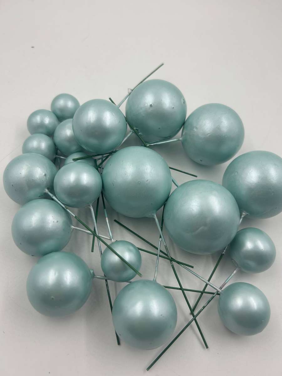 20pc Faux Balls Pearl Light Teal